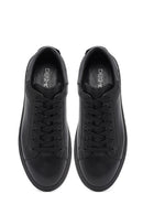 Erkek Siyah Bağcıklı Kalın Tabanlı Deri Sneaker | Derimod Erkek Siyah Bağcıklı Kalın Tabanlı Deri Sneaker | Derimod