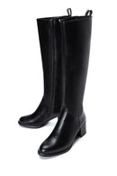 Women's Black Zippered Chunky Heel Boots | Derimod Women's Black Zippered Chunky Heel Boots | Derimod