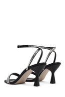Women's Black Ankle Buckle Stoned Thin Heel Sandals | Derimod Women's Black Ankle Buckle Stoned Thin Heel Sandals | Derimod