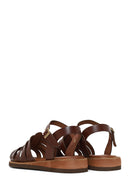 Woman Brown Buckled Leather Bodrum Sandal | Derimod Woman Brown Buckled Leather Bodrum Sandal | Derimod