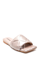 Women's Mink Leather Casual Flat Slippers | Derimod Women's Mink Leather Casual Flat Slippers | Derimod