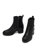 Women's Black Zippered Thick Heeled Boots | Derimod Women's Black Zippered Thick Heeled Boots | Derimod
