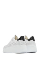 Woman White Laced Thick Sole Leather Sneakers | Derimod Woman White Laced Thick Sole Leather Sneakers | Derimod