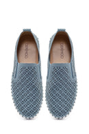 Women's Blue Patterned Fabric Comfort Shoes | Derimod Women's Blue Patterned Fabric Comfort Shoes | Derimod