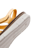 Kadın Sarı Deri Comfort Sandalet | Derimod Kadın Sarı Deri Comfort Sandalet | Derimod
