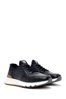 Erkek Lacivert Bağcıklı Deri Casual Sneaker | Derimod Erkek Lacivert Bağcıklı Deri Casual Sneaker | Derimod
