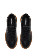 Erkek Siyah Bağcıklı Deri Casual Sneaker | Derimod Erkek Siyah Bağcıklı Deri Casual Sneaker | Derimod