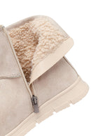 Women's Beige Zippered Suede Teddy Boot | Derimod Women's Beige Zippered Suede Teddy Boot | Derimod