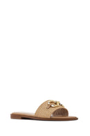 Women's Beige Straw Slippers | Derimod Women's Beige Straw Slippers | Derimod