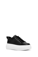 Women's Black Lace-Up Thick Soled Sneaker | Derimod Women's Black Lace-Up Thick Soled Sneaker | Derimod