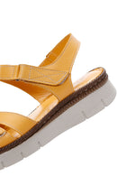 Kadın Sarı Deri Comfort Sandalet | Derimod Kadın Sarı Deri Comfort Sandalet | Derimod
