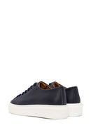 Men's Navy Blue Lace-up Thick-Sole Leather Sneaker | Derimod Men's Navy Blue Lace-up Thick-Sole Leather Sneaker | Derimod