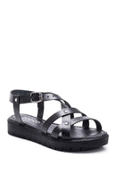Women's Black Leather Flat Bodrum Sandals | Derimod Women's Black Leather Flat Bodrum Sandals | Derimod