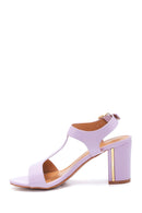 Women's Lilac Thick Heeled Sandals | Derimod Women's Lilac Thick Heeled Sandals | Derimod