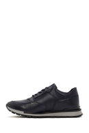 Erkek Lacivert Bağcıklı Deri Casual Sneaker | Derimod Erkek Lacivert Bağcıklı Deri Casual Sneaker | Derimod
