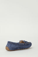 Suede Blue Women's Leather Loafer | Derimod Suede Blue Women's Leather Loafer | Derimod