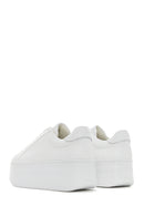 Women's White Lace-up Thick-Sole Leather Sneaker | Derimod Women's White Lace-up Thick-Sole Leather Sneaker | Derimod