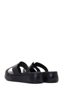 Woman Black Thick-Soled Leather Slipper | Derimod Woman Black Thick-Soled Leather Slipper | Derimod