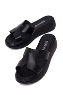 Woman Black Thick-Soled Leather Slipper | Derimod Woman Black Thick-Soled Leather Slipper | Derimod