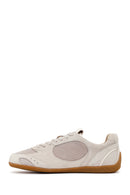 Woman Beige Lace-Up Suede Leather Sneaker | Derimod Woman Beige Lace-Up Suede Leather Sneaker | Derimod