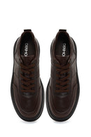 Men's Brown Lace-Up Thick-Soled Leather Sneaker | Derimod Men's Brown Lace-Up Thick-Soled Leather Sneaker | Derimod