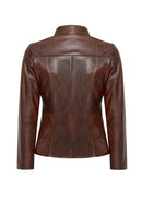 Lydia Women's Brown Short Leather Jacket | Derimod Lydia Women's Brown Short Leather Jacket | Derimod