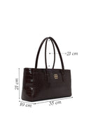 Woman Brown Croc-Embossed Shoulder Bag | Derimod Woman Brown Croc-Embossed Shoulder Bag | Derimod