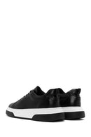 Men's Black Lace-up Thick-Sole Leather Sneaker | Derimod Men's Black Lace-up Thick-Sole Leather Sneaker | Derimod