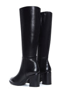 Women's Black Zippered Thick Heel Leather Boots | Derimod Women's Black Zippered Thick Heel Leather Boots | Derimod