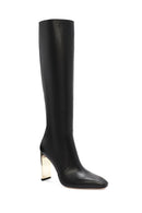 Women's Black Zippered Thick Heel Leather Boots | Derimod Women's Black Zippered Thick Heel Leather Boots | Derimod