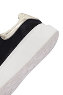 Kadın Siyah Bağcıklı Kalın Tabanlı Deri Sneaker | Derimod Kadın Siyah Bağcıklı Kalın Tabanlı Deri Sneaker | Derimod