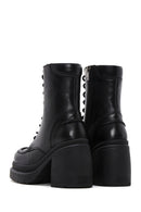 Women's Black Leather Platform Heeled Boots | Derimod Women's Black Leather Platform Heeled Boots | Derimod
