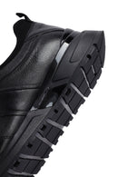 Men's Black Lace-Up Thick-Soled Leather Casual Sneakers | Derimod Men's Black Lace-Up Thick-Soled Leather Casual Sneakers | Derimod