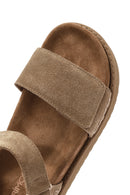Women's Brown Strappy Thick Soled Suede Leather Sandals | Derimod Women's Brown Strappy Thick Soled Suede Leather Sandals | Derimod