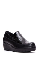 Kadın Siyah Deri Dolgu Topuklu Loafer | Derimod Kadın Siyah Deri Dolgu Topuklu Loafer | Derimod