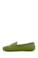 Women's Green Suede Leather Loafer | Derimod Women's Green Suede Leather Loafer | Derimod