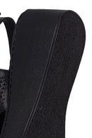 Woman Black Ankle-Buckle Wedge-Heel Leather Comfort Sandal | Derimod Woman Black Ankle-Buckle Wedge-Heel Leather Comfort Sandal | Derimod