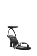 Women's Black Ankle Buckle Stoned Thin Heel Sandals | Derimod Women's Black Ankle Buckle Stoned Thin Heel Sandals | Derimod