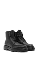 Men's Black Lace-Up Leather Combat Boots | Derimod Men's Black Lace-Up Leather Combat Boots | Derimod