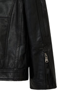 Middleton Men's Black Slim-Fit Short Leather Jacket | Derimod Middleton Men's Black Slim-Fit Short Leather Jacket | Derimod
