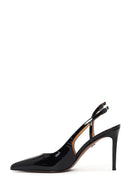 Woman Black Backless High Thin-Heeled Patent Leather Leather Shoes | Derimod Woman Black Backless High Thin-Heeled Patent Leather Leather Shoes | Derimod