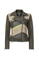 Madonna Women's Green Double Breasted Leather Jacket | Derimod Madonna Women's Green Double Breasted Leather Jacket | Derimod