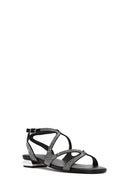 Women's Black Stone Buckle Sandals | Derimod Women's Black Stone Buckle Sandals | Derimod