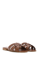 Women's Tan Leather Slippers | Derimod Women's Tan Leather Slippers | Derimod