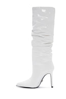 Women's White Thin Heeled Patent Leather Boots | Derimod Women's White Thin Heeled Patent Leather Boots | Derimod