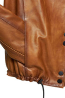 Lopez Women's Brown Mandarin Collar Leather Jacket | Derimod Lopez Women's Brown Mandarin Collar Leather Jacket | Derimod