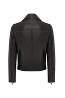 Alba Women's Black Biker Leather Jacket | Derimod Alba Women's Black Biker Leather Jacket | Derimod