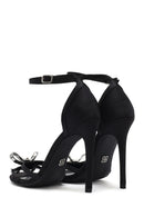 Women's Black Ankle Strap Stone High Thin Heel Shoes | Derimod Women's Black Ankle Strap Stone High Thin Heel Shoes | Derimod