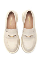 Women's Beige Leather Loafer | Derimod Women's Beige Leather Loafer | Derimod