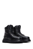 Women's Black Leather Flat Boots | Derimod Women's Black Leather Flat Boots | Derimod